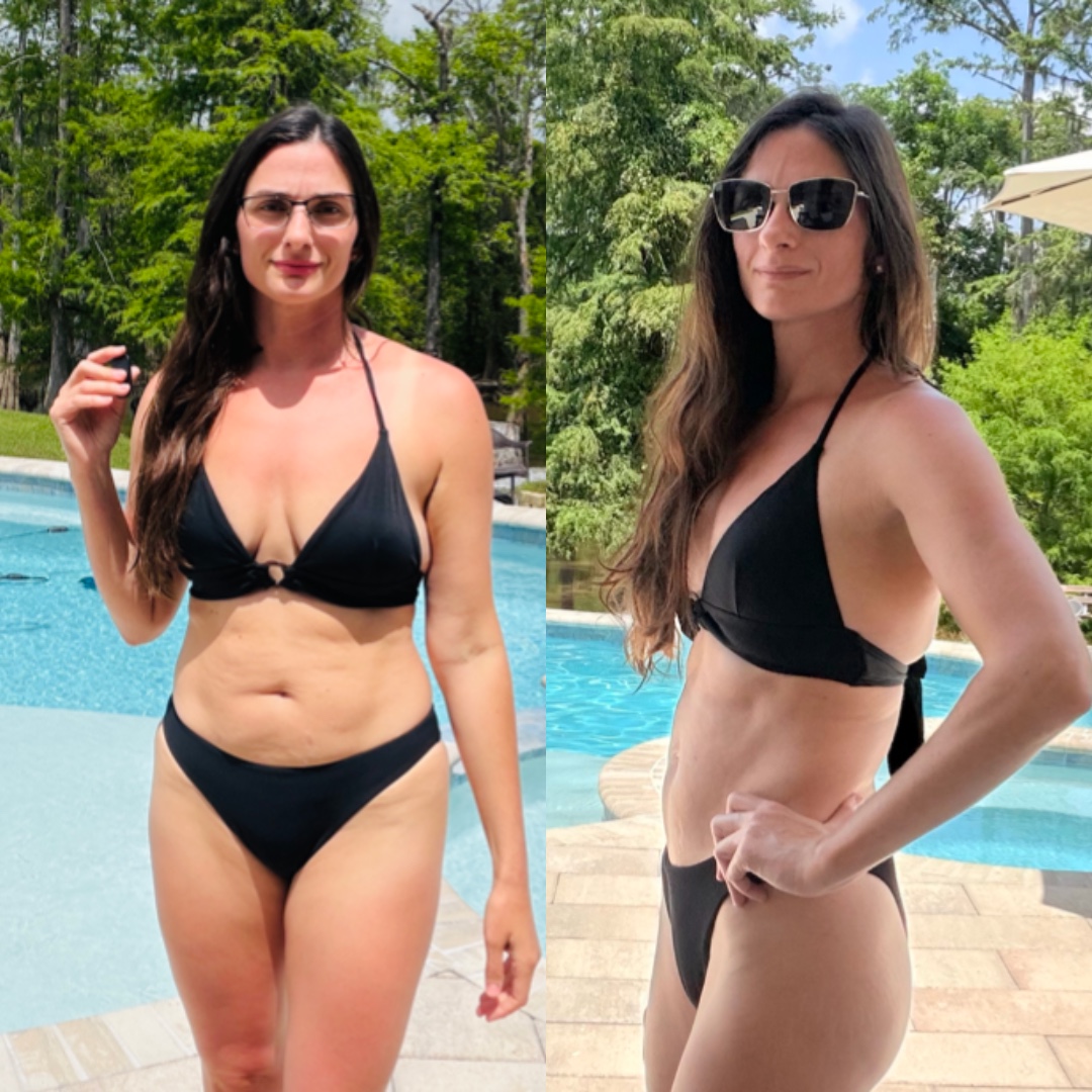 Ashley’s swimsuit before-and-after comparison